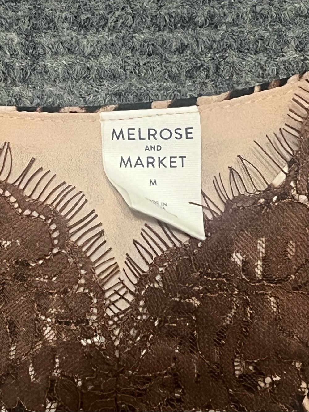NWT Melrose and Market Nordstrom Lace Trim Leopard Cami Top Beige Womens Medium - Picture 3 of 9